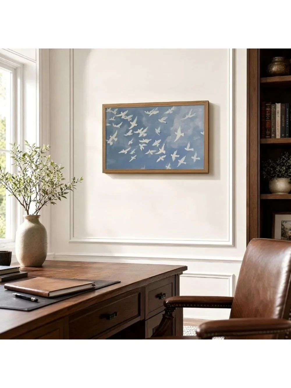 Vintage Blue Flying Bird Wall Art | Abstract Nature Decor for Living Room